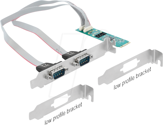 DELOCK 95270 - 2 Port RS232, serielle, M.2 Karte, Standard und Low Profile