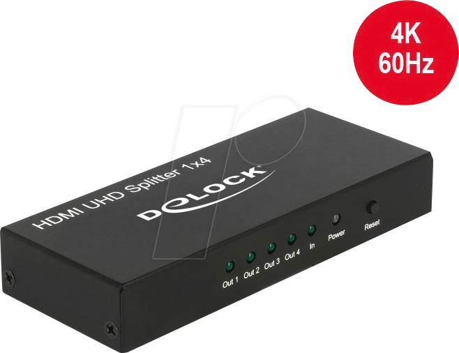 DELOCK 18684 - HDMI-Splitter, 1x4-Port, 4K/60 Hz
