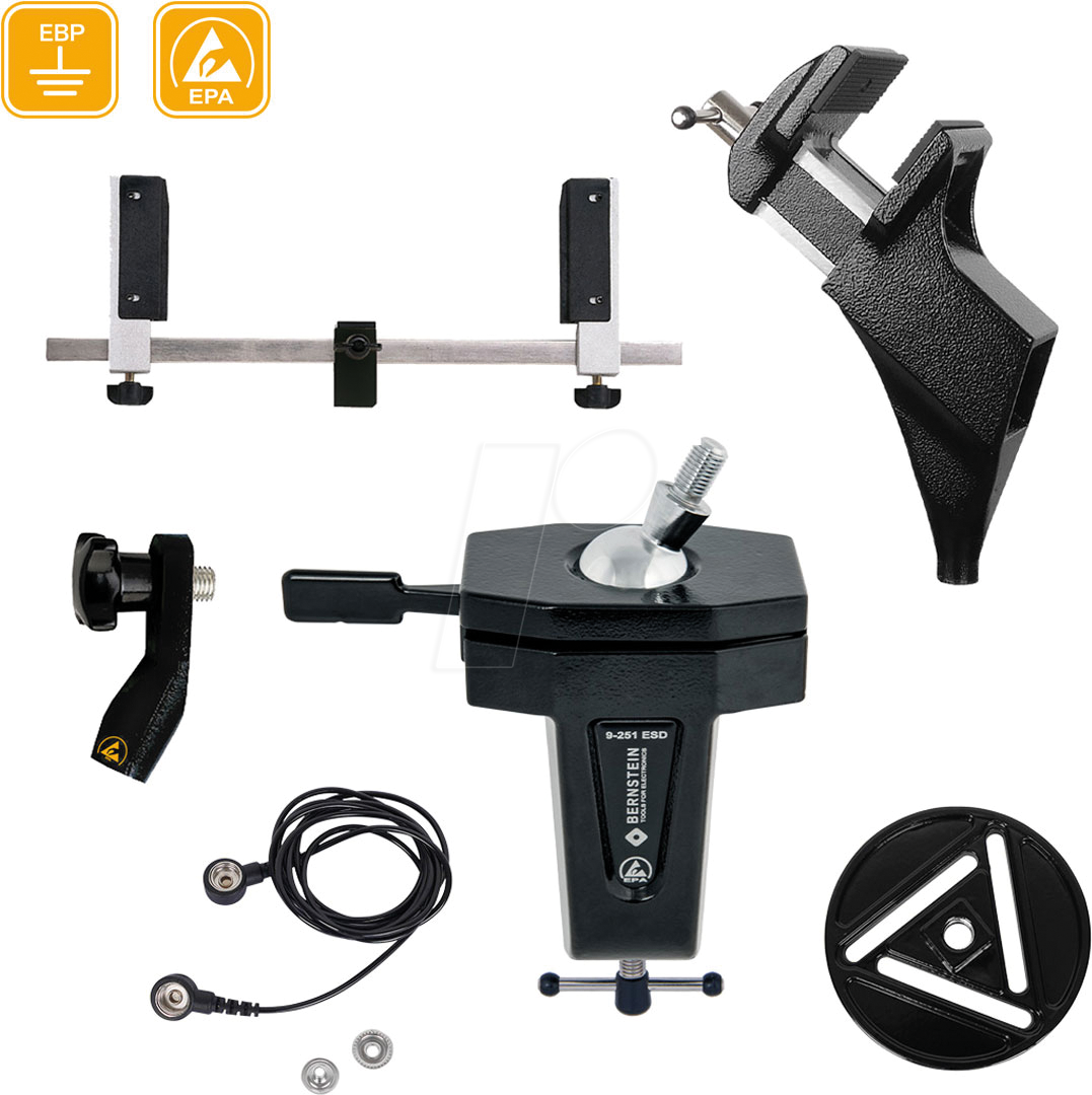 Thumbnail - BERN 9 250 ESD - Platinenhalterung SPANNFIX VARIO, ESD, mit Tischklemme, Set