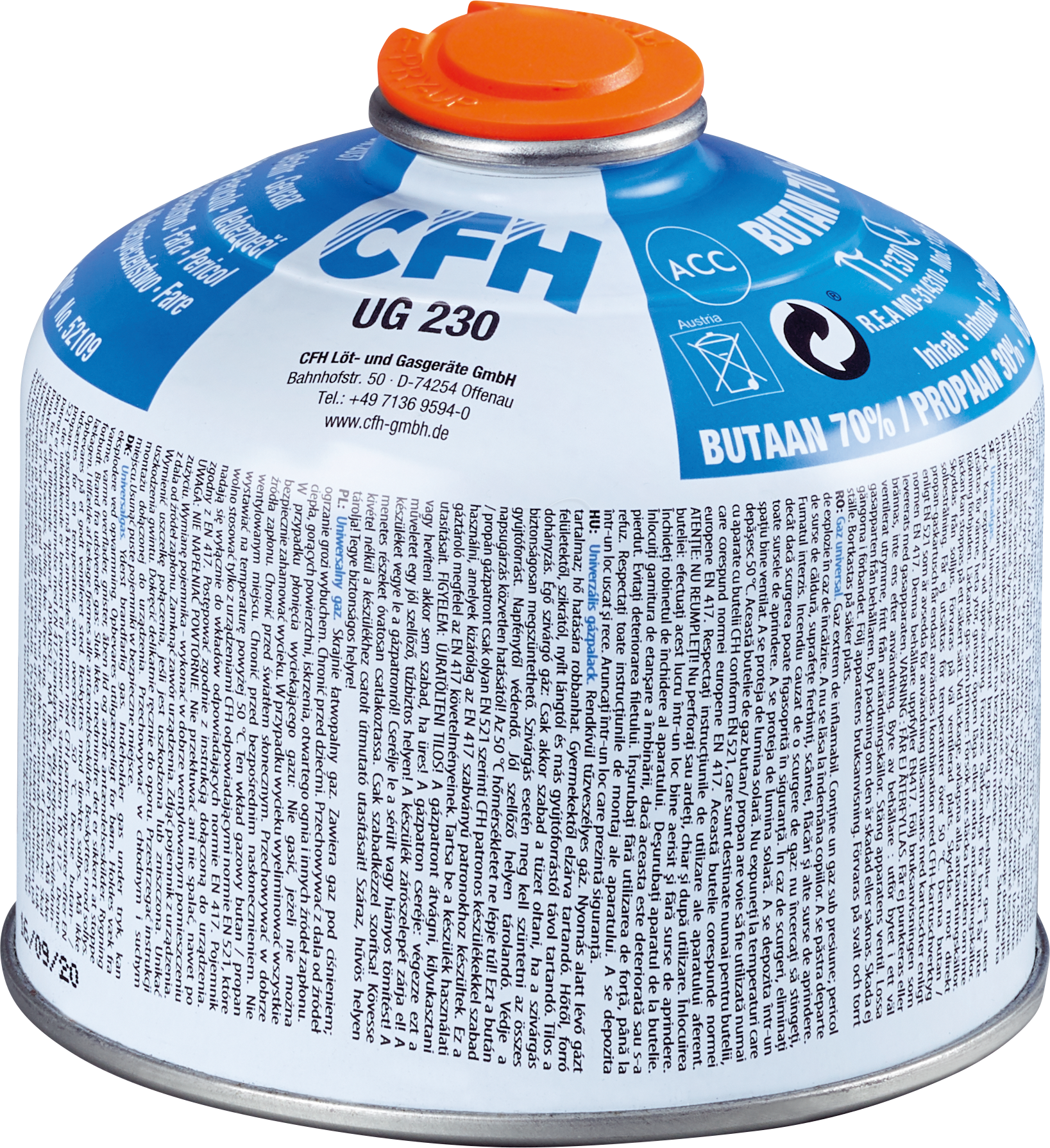 CFH 52109 - Druckgasdose 230 g, DIN EN 417, Universalgas