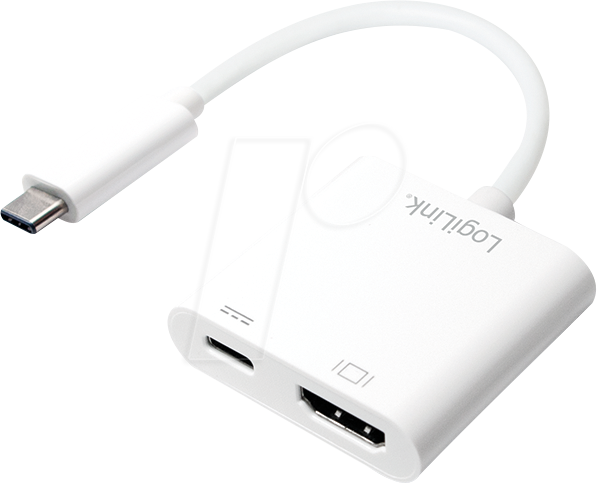LOGILINK UA0257 - Adapter, USB-C Stecker > HDMI-A + USB-C Buchse, 4K, weiß