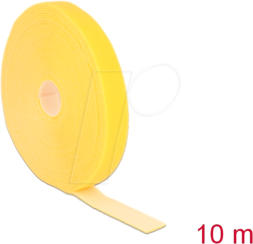 DELOCK 18740 - Klettband auf Rolle, 10 m x 20 mm, gelb