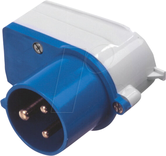 CEE-STECKER 1W16 - Gewinkelter CEE-Stecker, 230V, 16A, blau