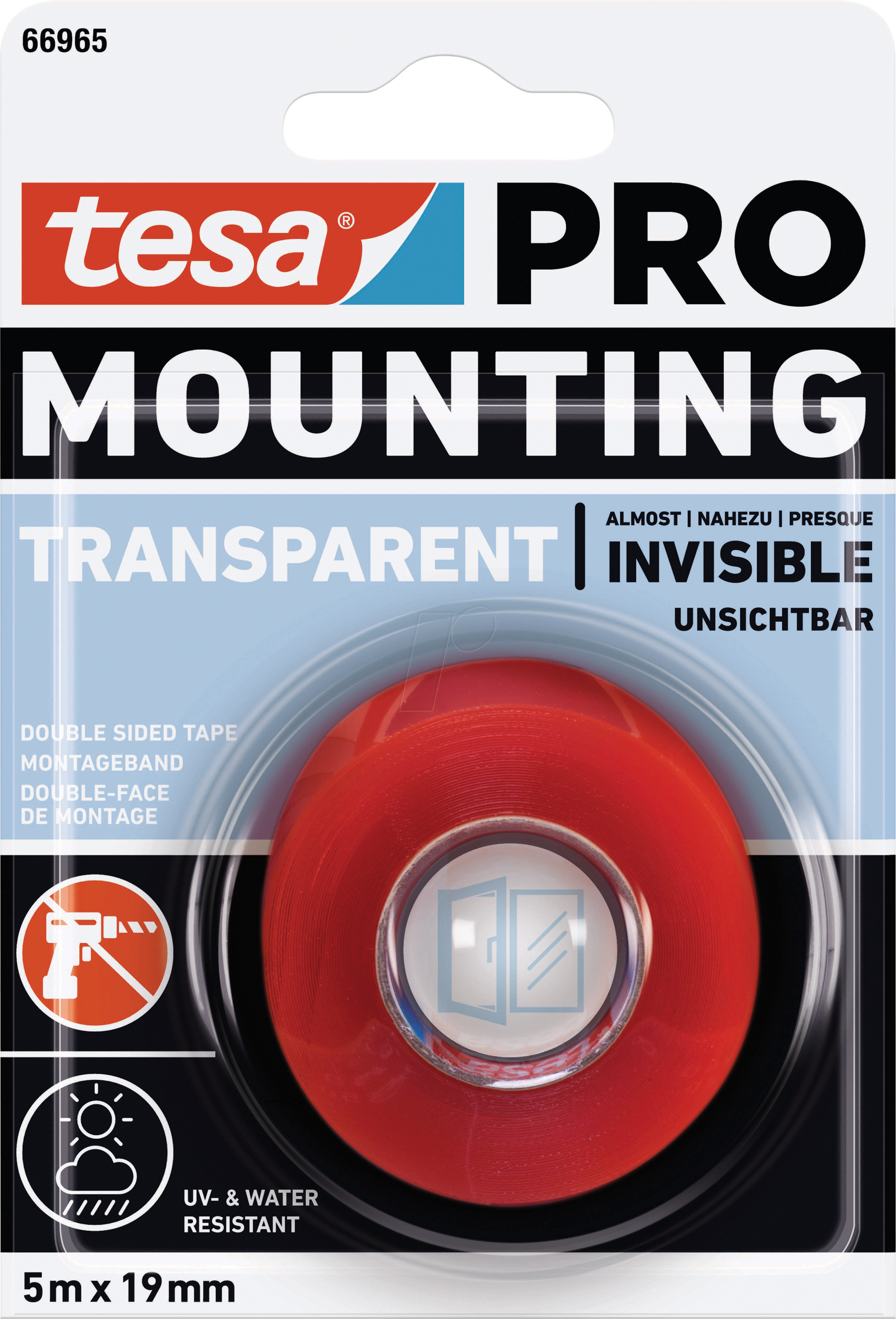 TESA 66965-1 - Montageband tesa PRO Transparent, 5 m x 19 mm