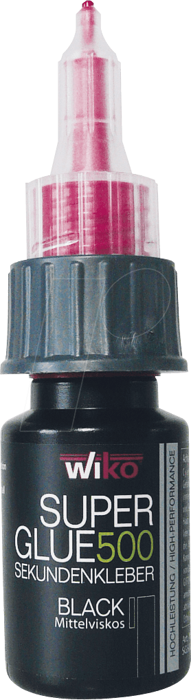 WIKO SGB 20 - Sekundenkleber, Super Glue B20, länger aushärtend, 20 g, schwarz