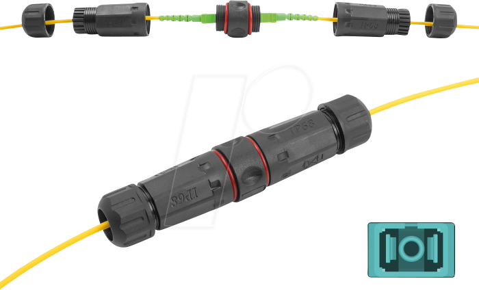 Thumbnail - DELOCK 87871 - LWL Kabelverbinder SC Simplex Buchse / Buchse, OM3, Outdoor