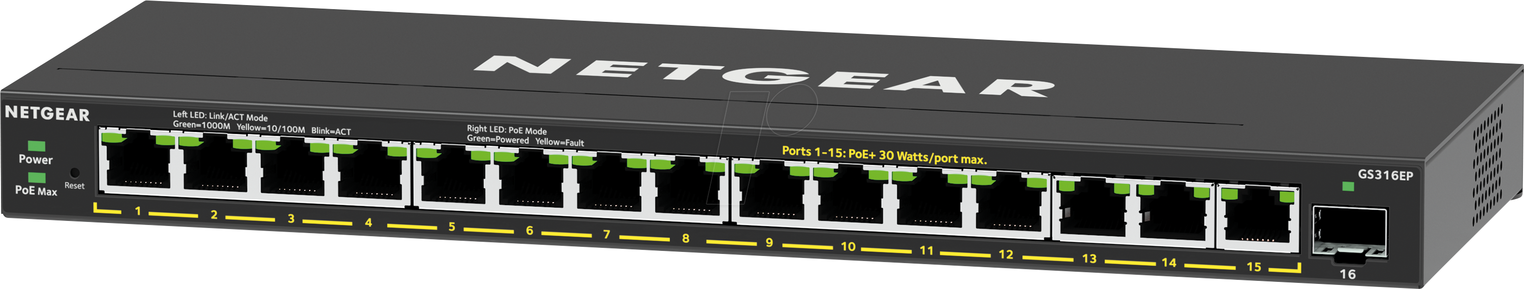 NETGEAR GS316EP - Switch, 16-Port, Gigabit Ethernet, PoE+