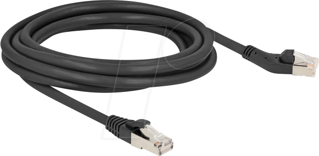 DELOCK 80624 - Patchkabel Cat.6A S/FTP, 45° links / gerade, 3 m, schwarz