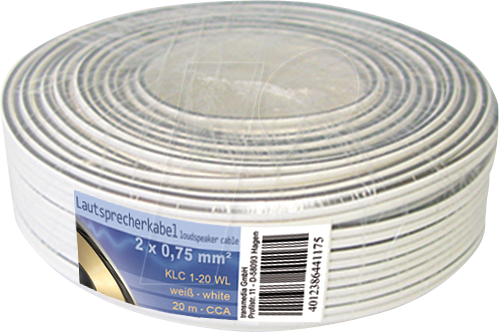 TME KLC1-20 WL - Lautsprecherkabel CCA-Leiter, 2x0,75mm², weiß, 20m-Ring