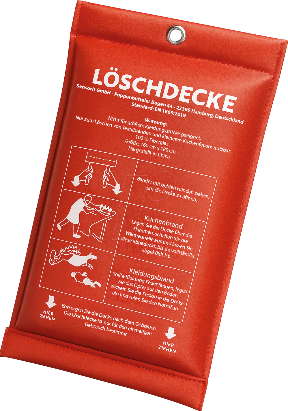 SENSORIT 180X160 - Feuer-Löschdecke, 180 x 160 cm