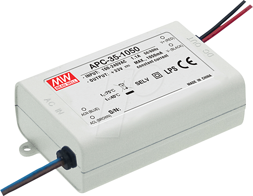 MW APC-35-350 - LED-Trafo, 35 W, 28 - 100 V DC, 350 mA