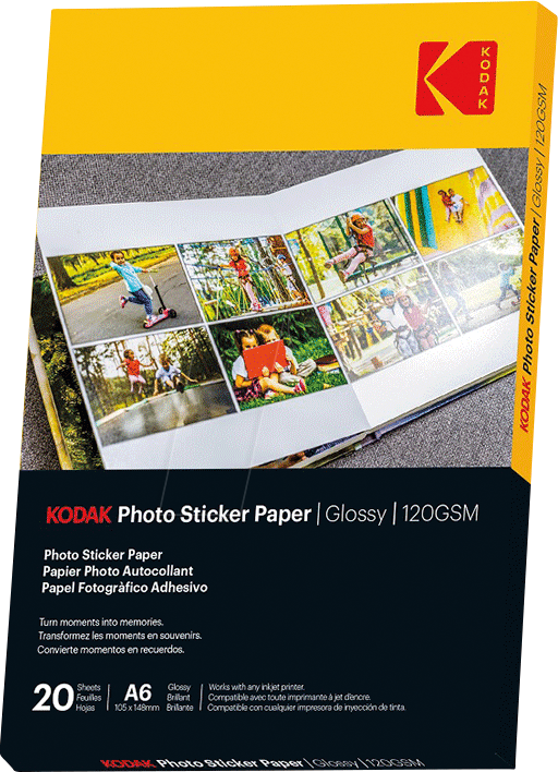 KODAK 3510652 - Fotopapier-Sticker, selbstklebend, 100 x 150 mm, 20 Blatt