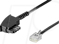 TAE 6P2C SW 15M - TAE F-Stecker auf Stecker 6p2c, 15 m, schwarz