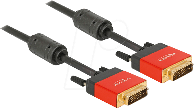 DELOCK 85676 - Kabel DVI 24+1 Stecker > Stecker rot Premium 5 m