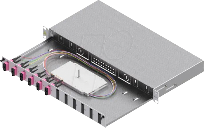 LSB1A114 - 19'' LWL Spleißbox, 1HE, 12 Ports, 6x SC-Duplex, OM4