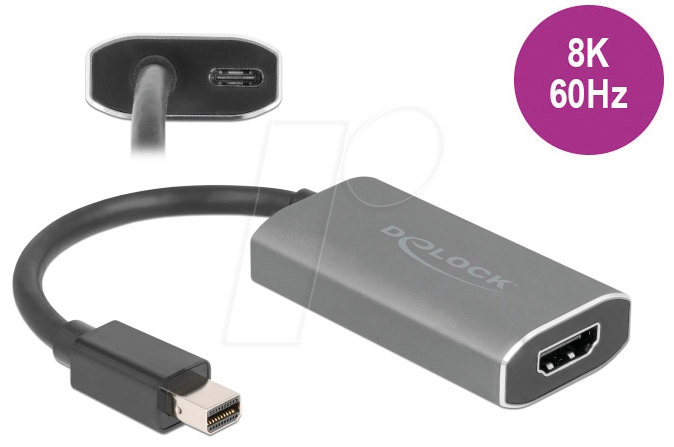 DELOCK 63200 - DisplayPort Adapter, Mini DP 1.4 Stecker auf HDMI Buchse