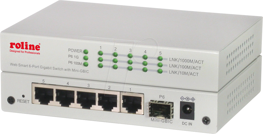 ROLINE 21143523 - Switch, 6-Port, Gigabit Ethernet, SFP