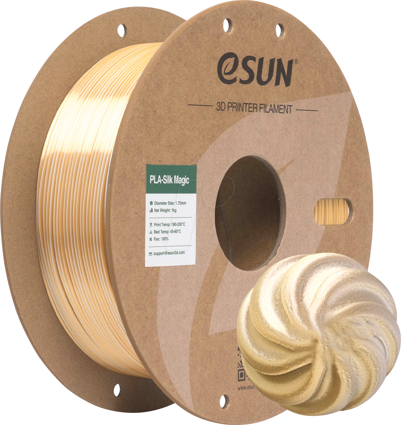 ESUN 72202429 - Filament, PLA-Silk Magic, 1,75 mm, silbergold, 1 kg