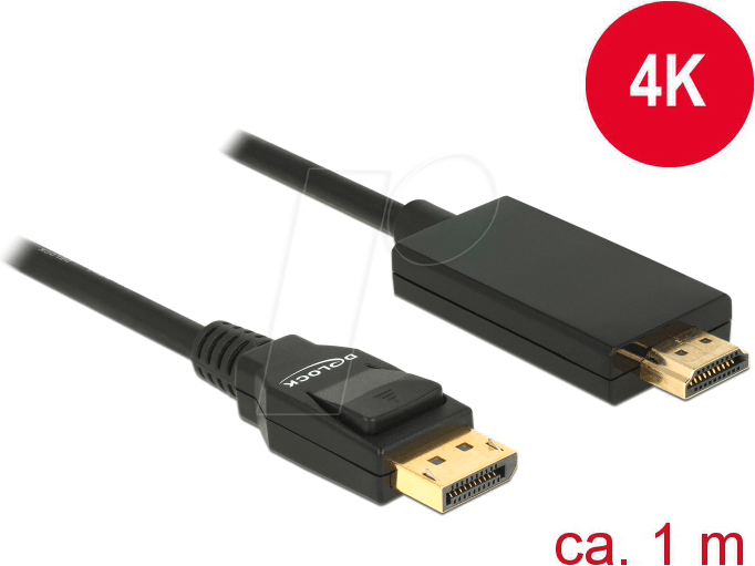 DELOCK 85316 - Kabel DP 1.2 Stecker > HDMI-A Stecker, 1 m