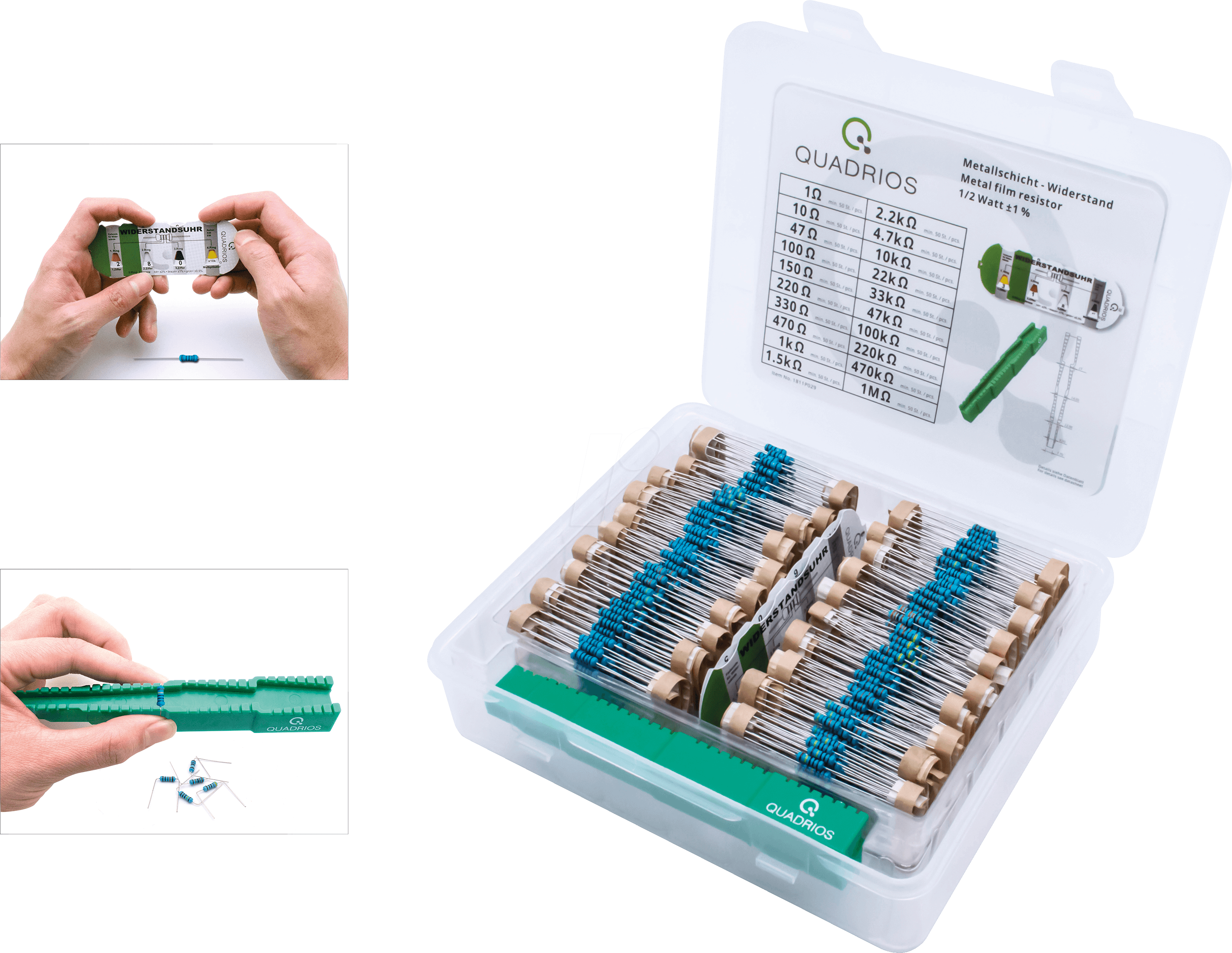 QUAD 1811P029 - Metallschicht-Widerstand, 0,5 W 1 Ohm - 1M Ohm, 1002 Stk