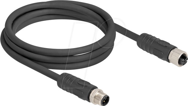 Thumbnail - DELOCK 80520 - M12 Kabel L-kodiert 4 Pin Stecker zu Buchse PUR 2 m