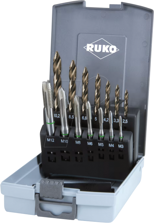 RUKO 259048ERO - Maschinengewindebohrersatz Flowstep TIP HSSCo, 14-teilig