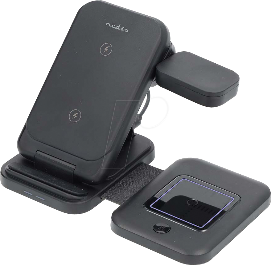 N WDCHAQ15W110BK - Qi-Ladegerät, 15 W, Induktion, 3 in 1, schwarz