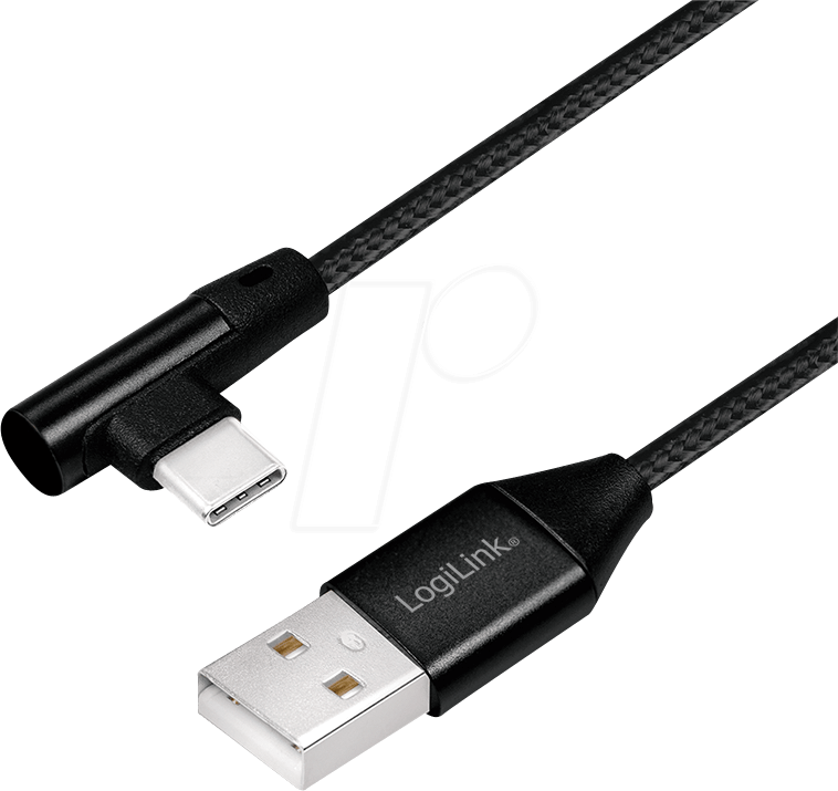 LOGILINK CU0138 - Sync- & Ladekabel, USB-A -> C, 1,0 m, gew., Baumw., schwarz