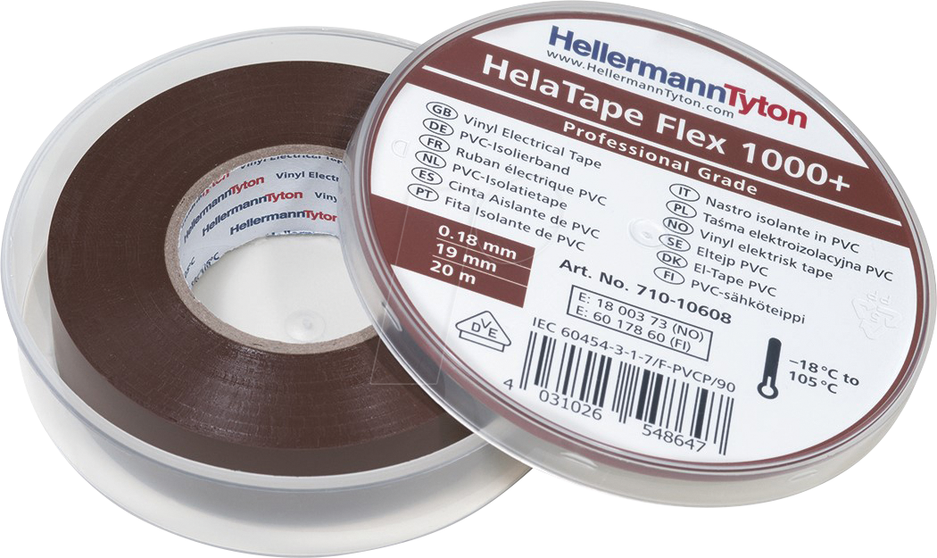 HT 710-10608 - Premium Isolierband 19mm x 20m braun Box