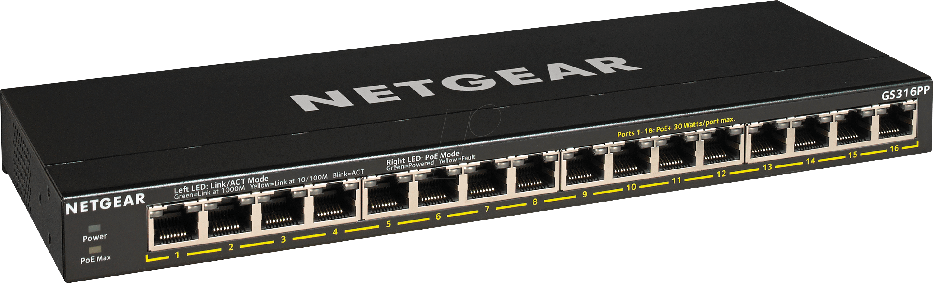 Thumbnail - NETGEAR GS316PP - Switch, 16-Port, Gigabit Ethernet, PoE+