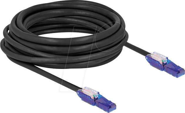 DELOCK 80930 - Cat.6 Patchkabel, UTP, 180° winkelbare Stecker, schwarz, 7,5 m