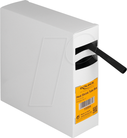 DELOCK 19984 - Schrumpfschlauch Box, mit Innenkleber, 5 m x 9,5 mm schwarz