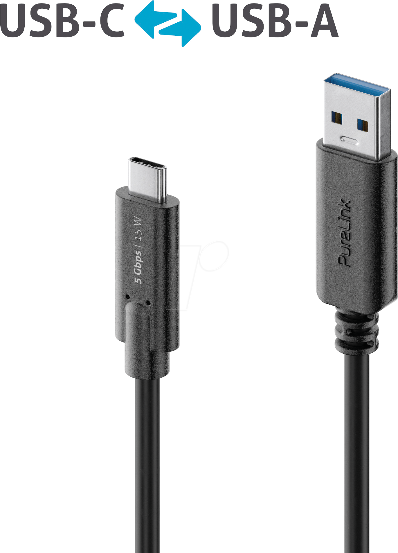 PURE IS2601-005 - USB 5 Gb/s Kabel, iSerie, A Stecker auf C Stecker, schwarz, 0,5