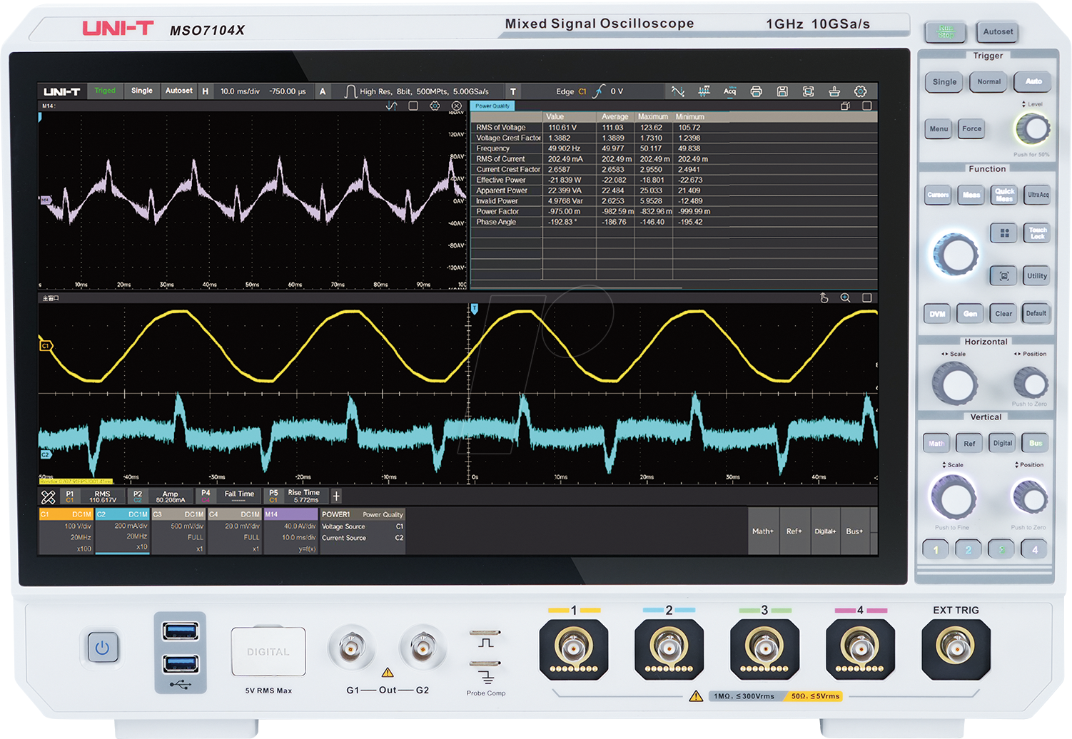 UT MSO7104X - Mixed-Signal-Oszilloskop MSO7104X, 1 GHz, 4+16 Kanäle