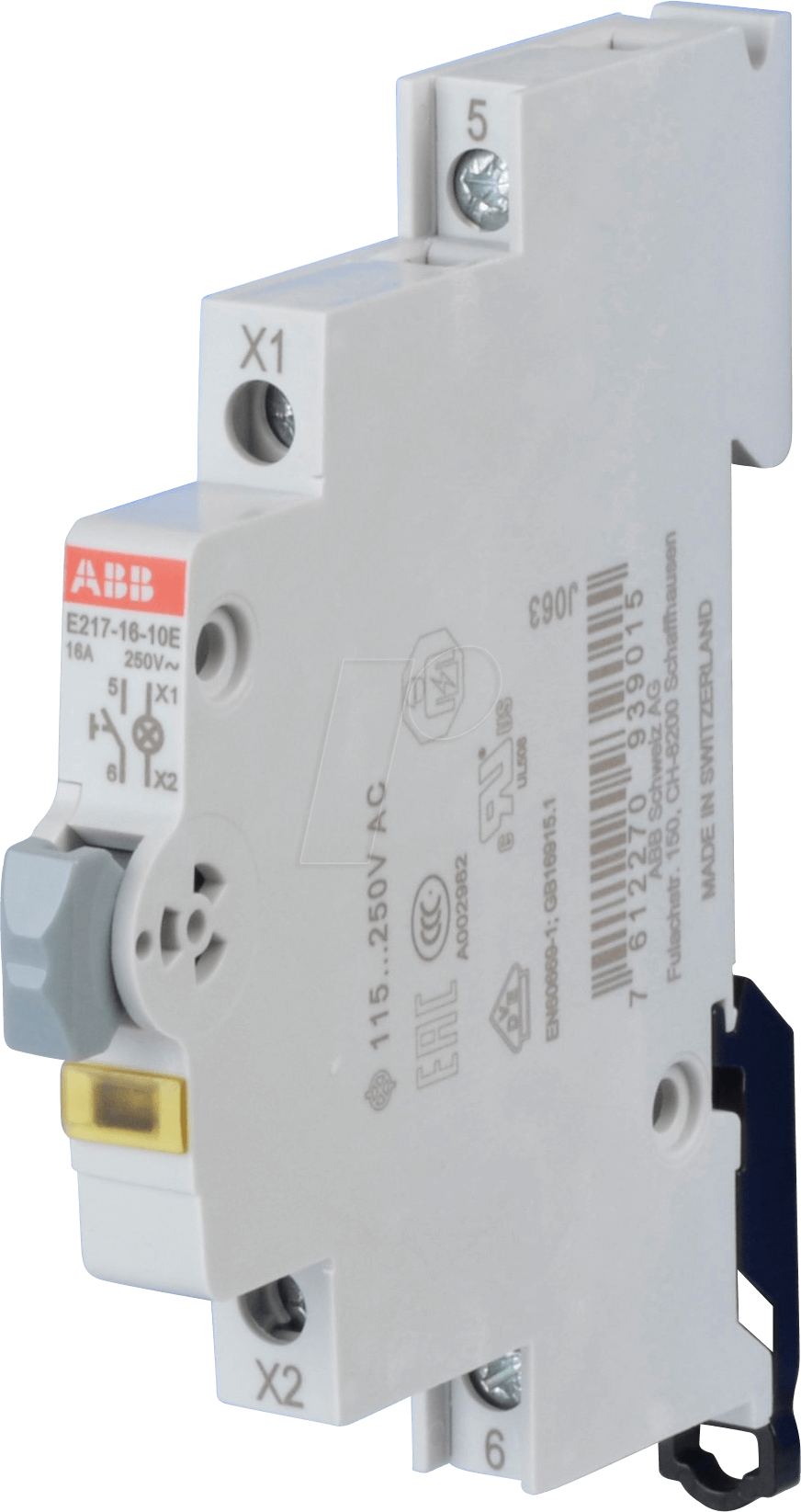 ABB E217-16-10E - LED-Leuchttaster - 1 Schließer, 115 - 250 V AC, 16 A, LED gelb