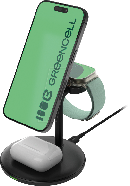 Thumbnail - GC MSST-3IN1-B - Qi-Ladestation, MagSafe, 3in1, 20,5 W, schwarz