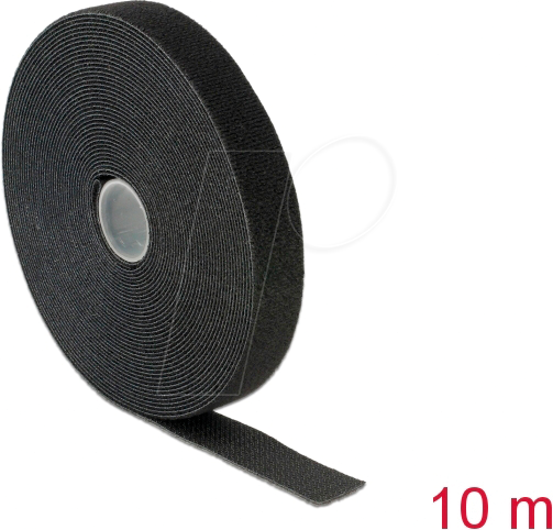 DELOCK 18716 - Klettband auf Rolle, 10 m x 20 mm, schwarz