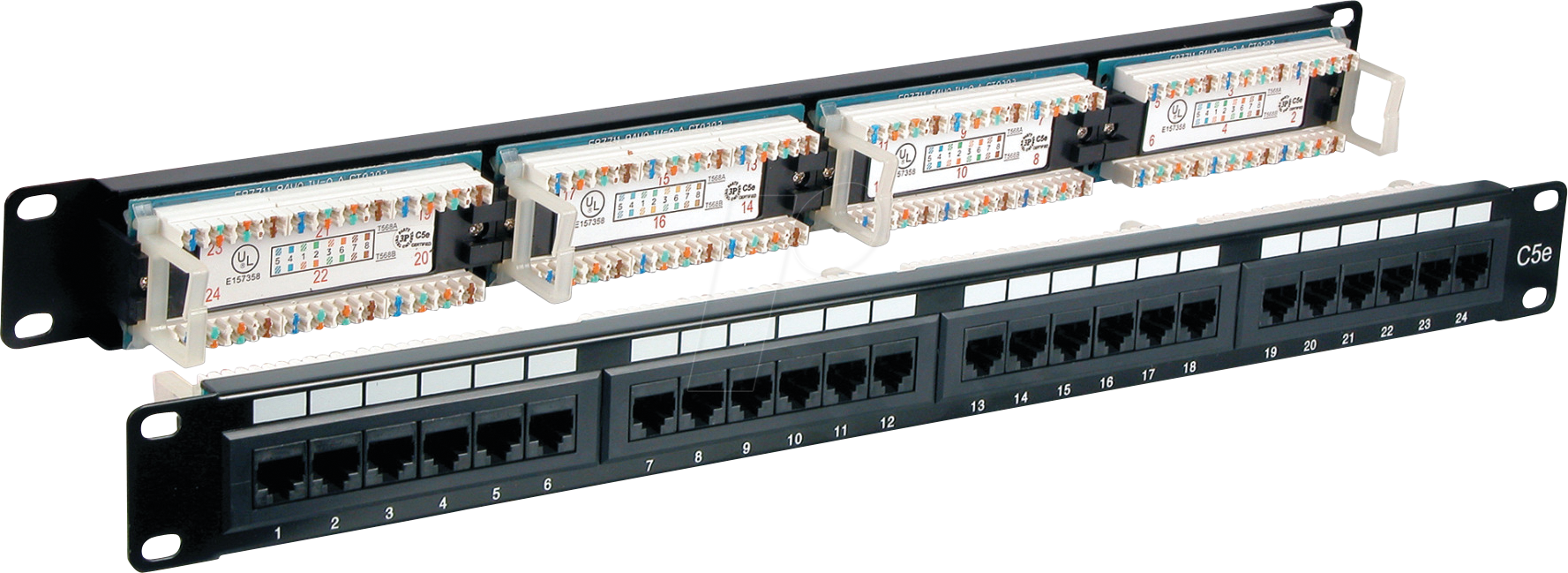 EFB 375851 - Patchpanel, 19'', 24 Port, Cat.6, UTP, 1HE, RAL9005