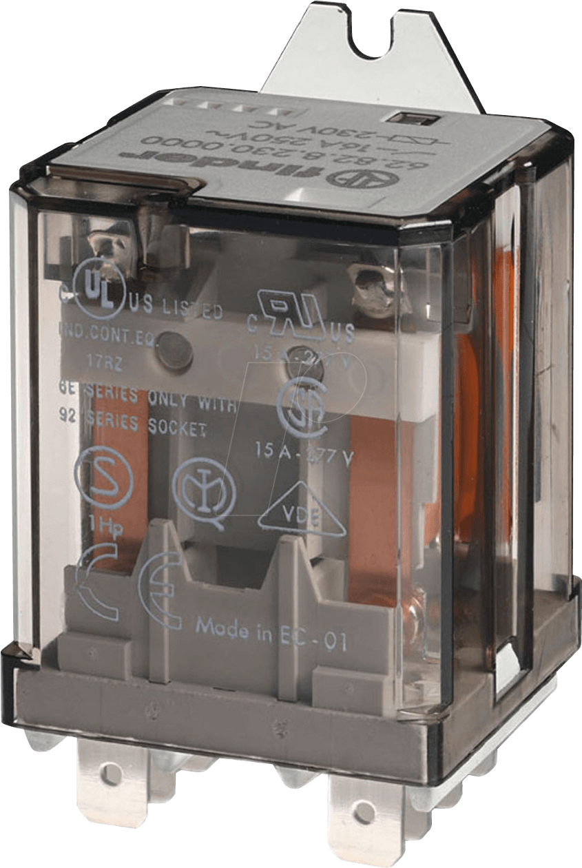 FIN 62.82.8 230V - Relais mit Flachsteckanschlüssen, 2 CO, 16 A, 230 V AC