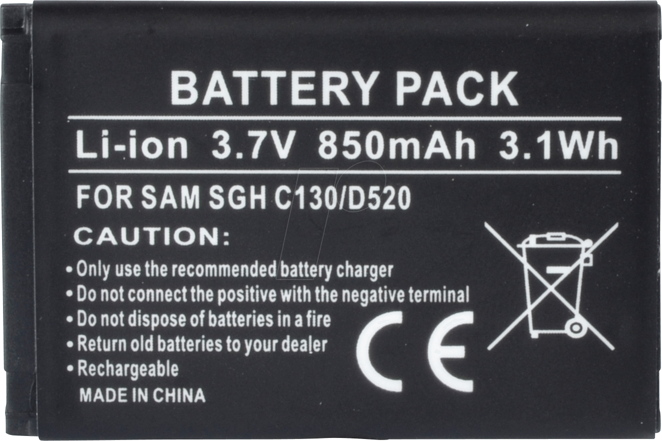 AKKU SAM 45 - Ersatzakku für Samsung, C3520 / C3750 / E1050, Li-Ion, 850 mAh