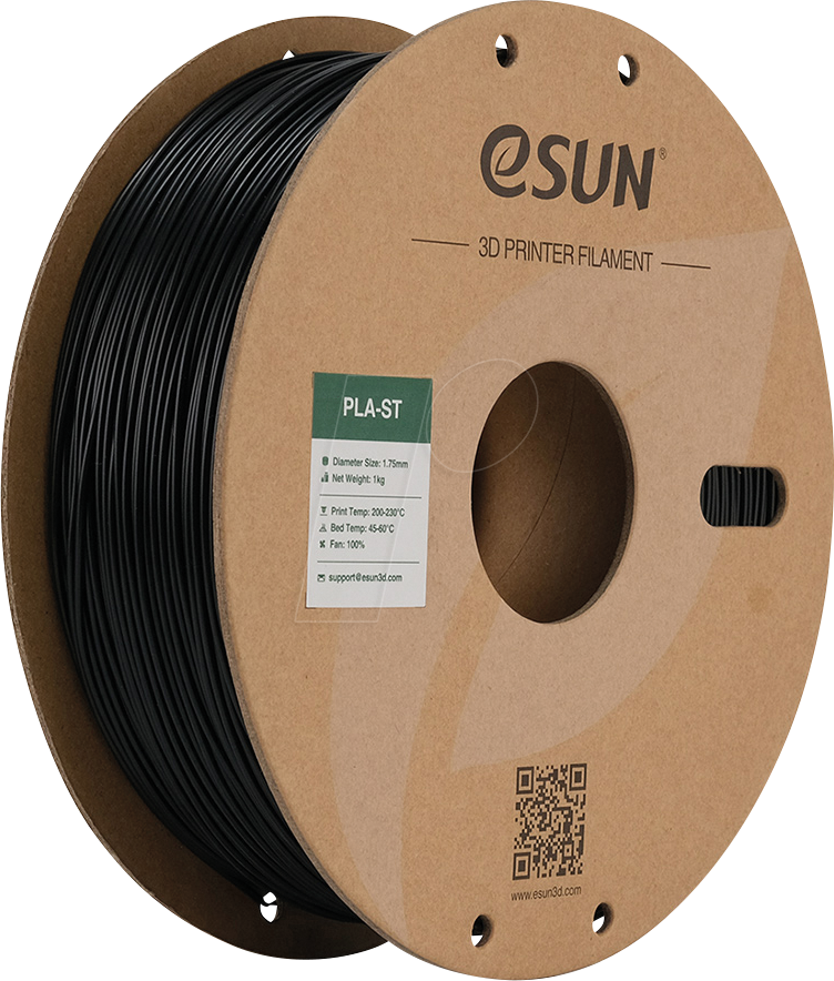 ESUN 72200746 - Filament, PLA-ST, 1,75 mm, schwarz, 1 kg