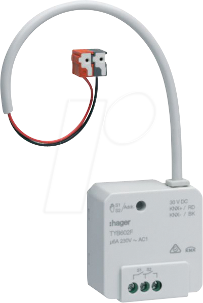 HAGER TYB602F - Schalt-/Jalousieaktor 2/1-fach KNX, 6A, UP