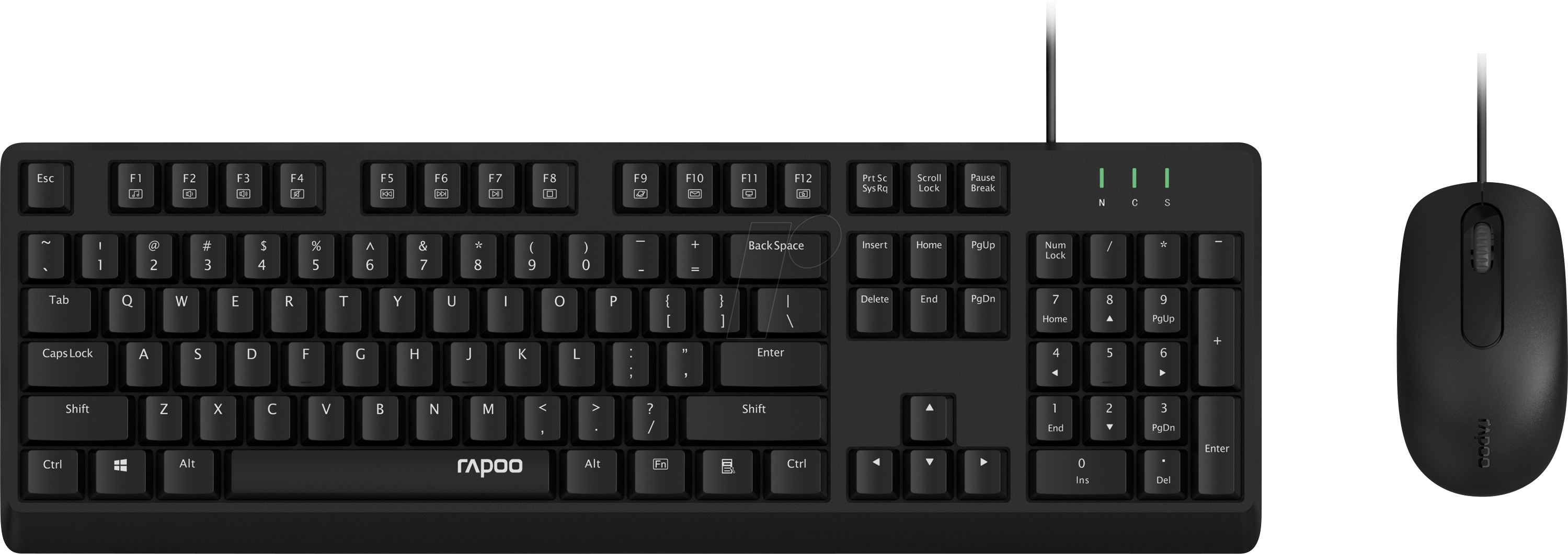 RAPOO NX1500 SW - Tastatur-/Maus-Kombination, USB, schwarz, DE