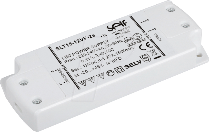 SLT15-12VF-2S - LED-Trafo, 15 W, 12 V DC, 1,25 A