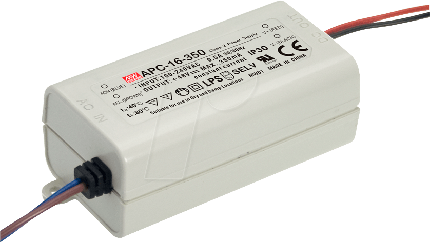 MW APC-16-700 - LED-Trafo, 16 W, 9 - 24 V DC, 700 mA