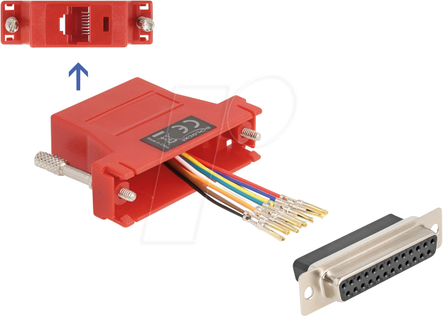 DELOCK 67118 - Adapter D-Sub 25 Pin Bu. > RJ45 Bu. Montagesatz, rot