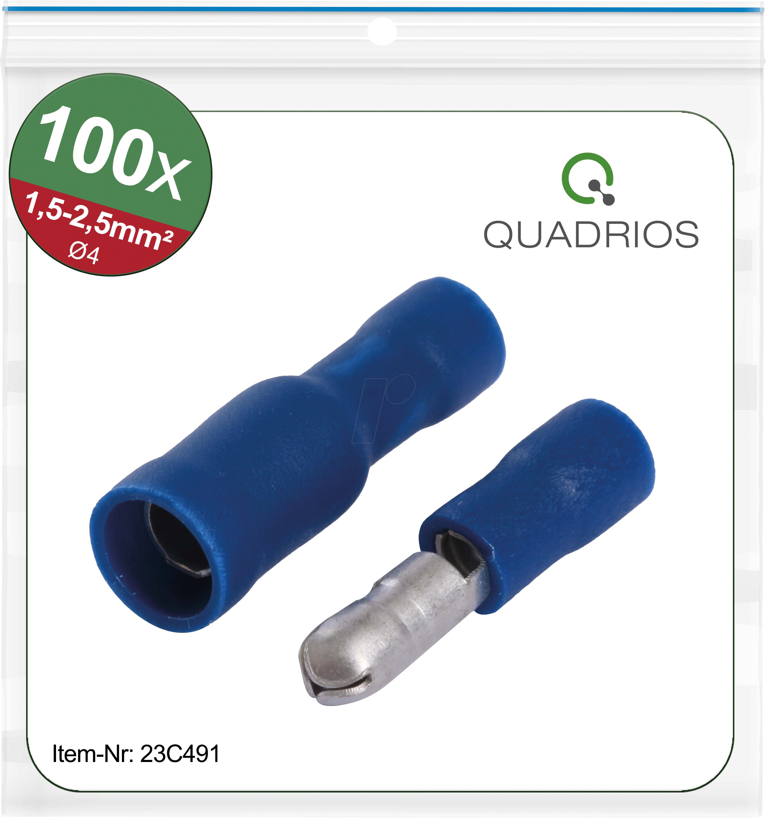 QUAD 23C491 - Rundstecker-hülsen 4 mm Set, 1,5 - 2,5 mm², blau