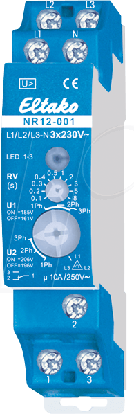 NR12-001-3X230V - Netzüberwachungsrelais - 1 Wechsler, 250V/10A