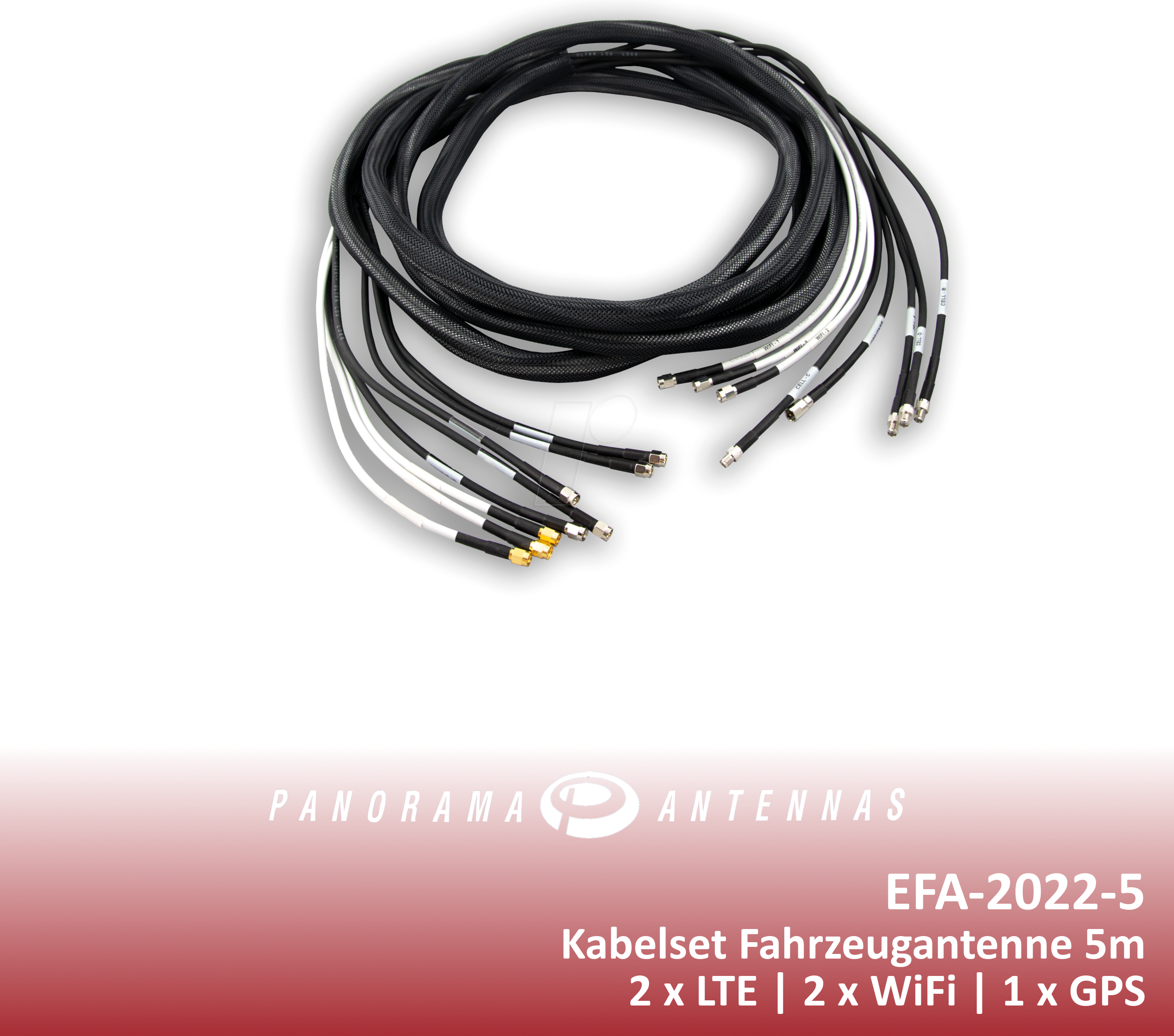 Thumbnail - PAA EFA-2022-5 - Kabelset-Fahrzeugantennen 4x LTE + 6x WIFI +1x GPS, 5 m