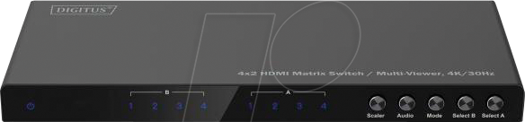 DIGI 55345 - 4x2 HDMI Matrix Switch, MultiView, 4K 30Hz